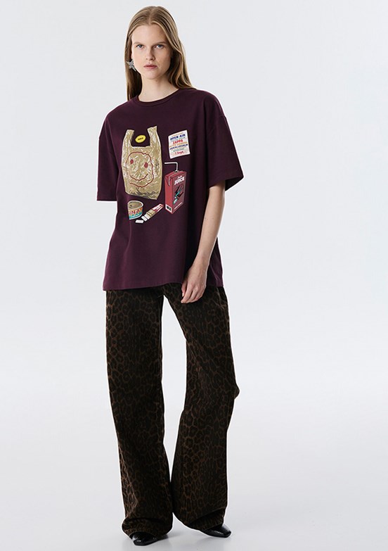 TWİST Bordo Kadın Baskılı T-Shirt