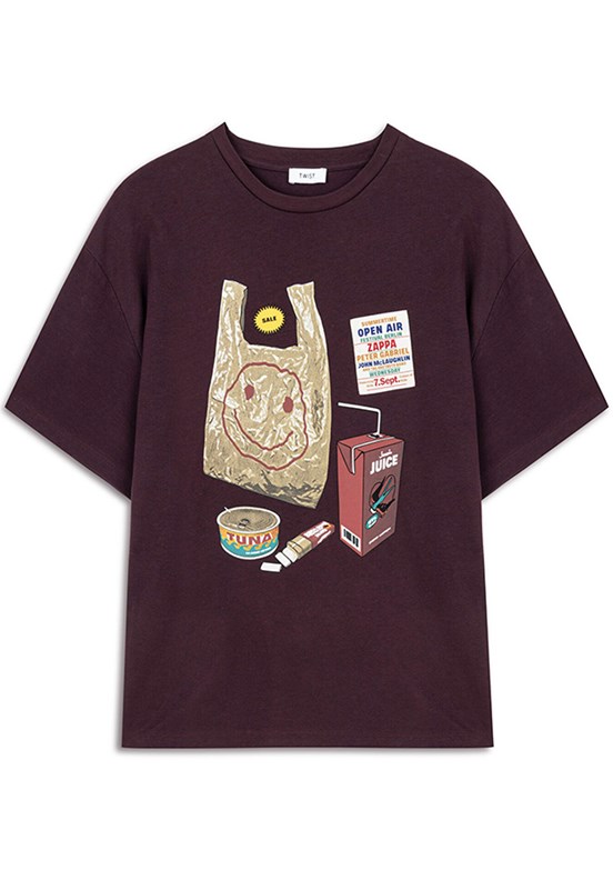 TWİST Bordo Kadın Baskılı T-Shirt