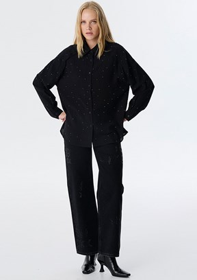 TWİST Siyah Kadın Uzun Kol Gömlek