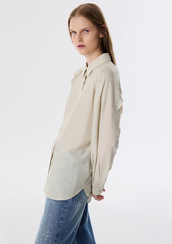 TWİST Bej Kadın Uzun Kol Gömlek