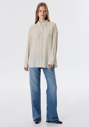 TWİST Bej Kadın Uzun Kol Gömlek