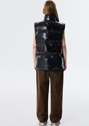 TWİST Siyah Kadın Grogren Şeritli Puffer Yelek