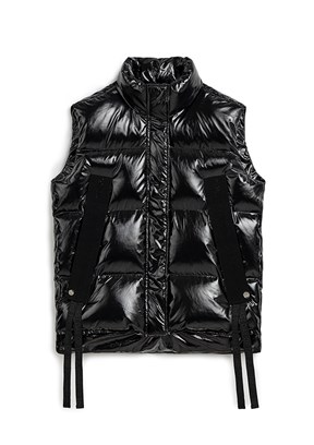 TWİST Siyah Kadın Grogren Şeritli Puffer Yelek