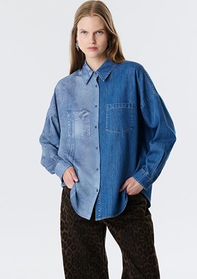 TWİST Lacivert Kadın Uzun Kol Gömlek