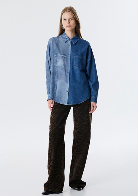 TWİST Lacivert Kadın Uzun Kol Gömlek