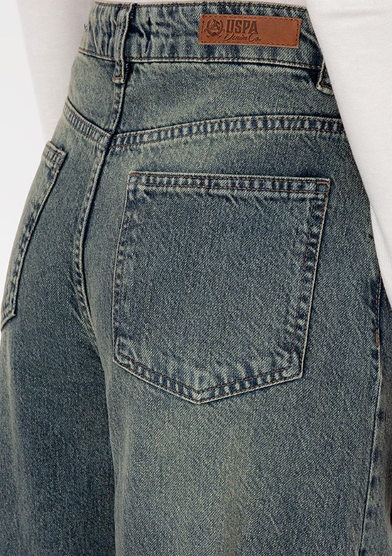US POLO ASSN Yeşil Kadın Bol Paça Jean Pantolon