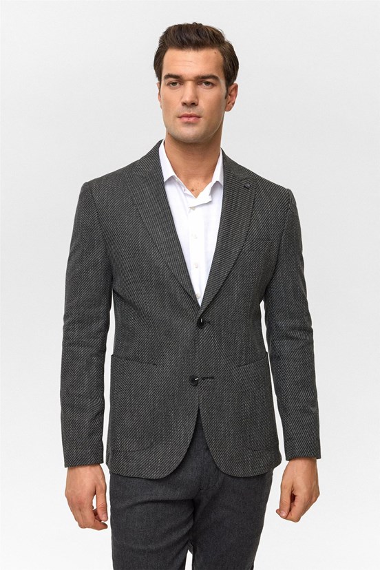 SÜVARİ - CT2021600405 Erkek Siyah Slim Ceket