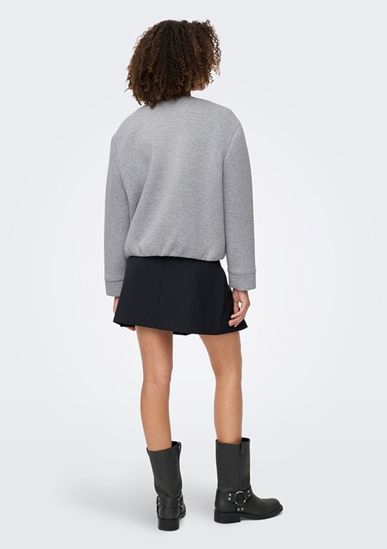 ONLY Gri Kadın Yuvarlak Yaka Ceket