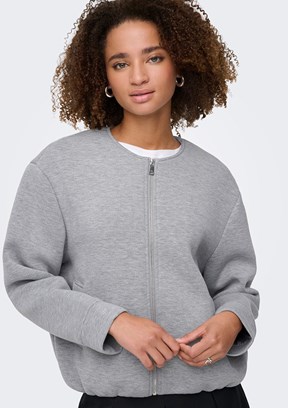 ONLY Gri Kadın Yuvarlak Yaka Ceket