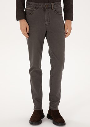 PİERRE CARDİN Kahverengi Erkek Slim Jean Pantolon