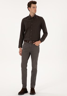 PİERRE CARDİN Kahverengi Erkek Slim Jean Pantolon