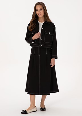 PİERRE CARDİN Siyah Kadın Oversize Etek