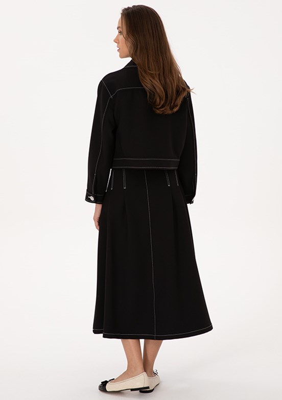 PİERRE CARDİN Siyah Kadın Oversize Etek