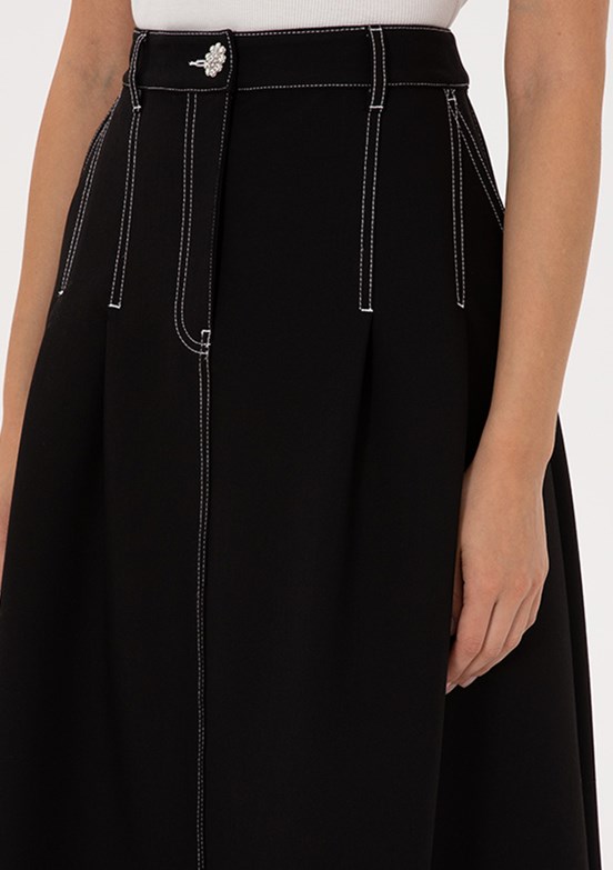 PİERRE CARDİN Siyah Kadın Oversize Etek