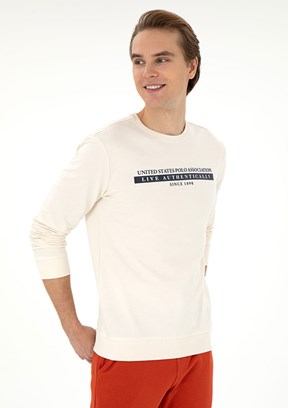 US POLO ASSN Beyaz Erkek Regular Sweatshirt