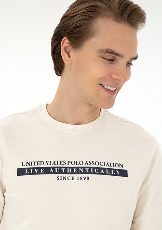 US POLO ASSN Beyaz Erkek Regular Sweatshirt