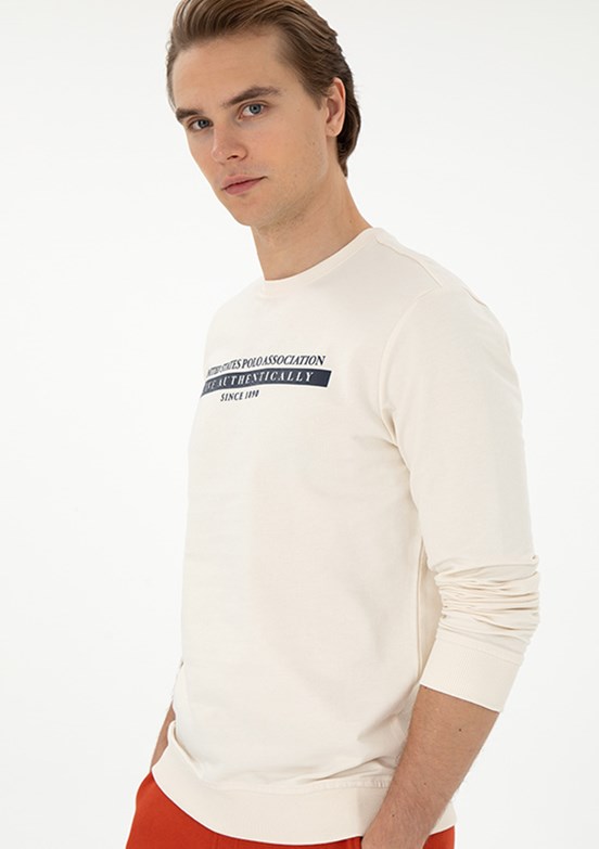 US POLO ASSN Beyaz Erkek Regular Sweatshirt