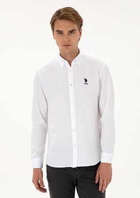US POLO ASSN Beyaz Erkek Uzun Kol Gömlek