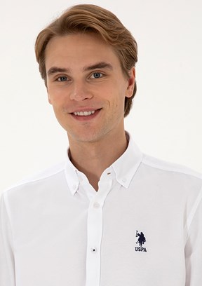 US POLO ASSN Beyaz Erkek Uzun Kol Gömlek