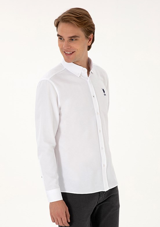 US POLO ASSN Beyaz Erkek Uzun Kol Gömlek