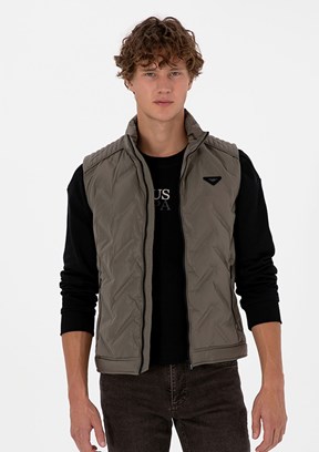 US POLO ASSN Bej Erkek Basic Yelek