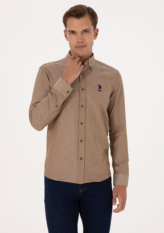 US POLO ASSN Yeşil Erkek Uzun Kol Gömlek