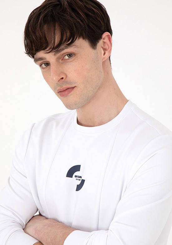 US POLO ASSN Beyaz Erkek Regular Sweatshirt