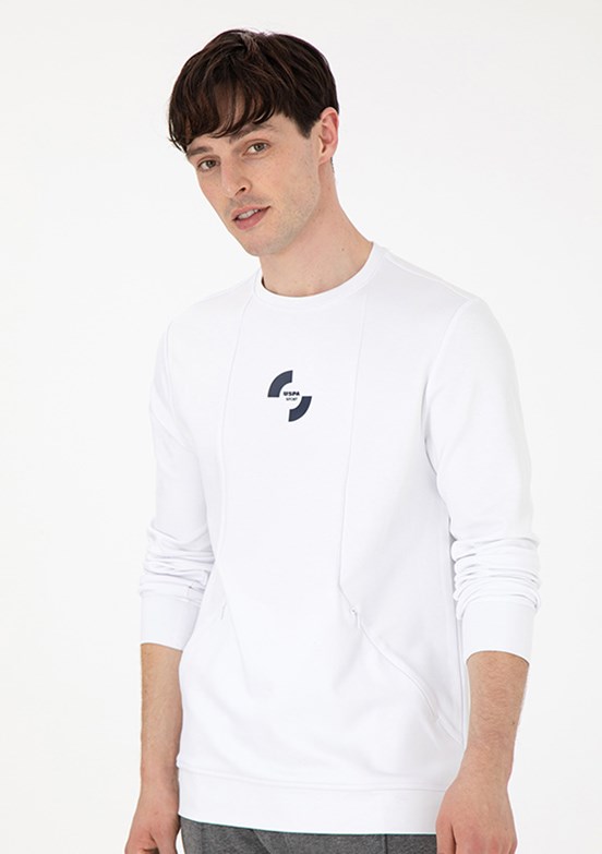 US POLO ASSN Beyaz Erkek Regular Sweatshirt