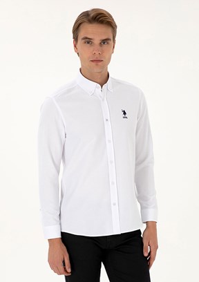 US POLO ASSN Beyaz Erkek Uzun Kol Gömlek