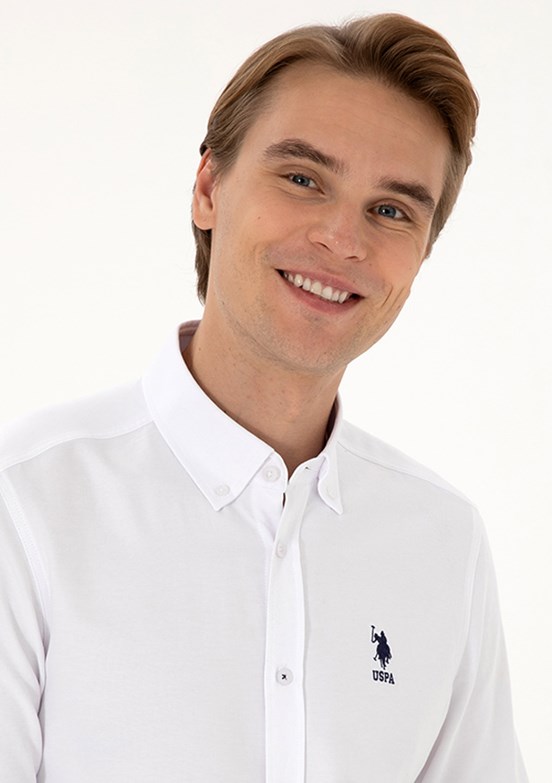 US POLO ASSN Beyaz Erkek Uzun Kol Gömlek