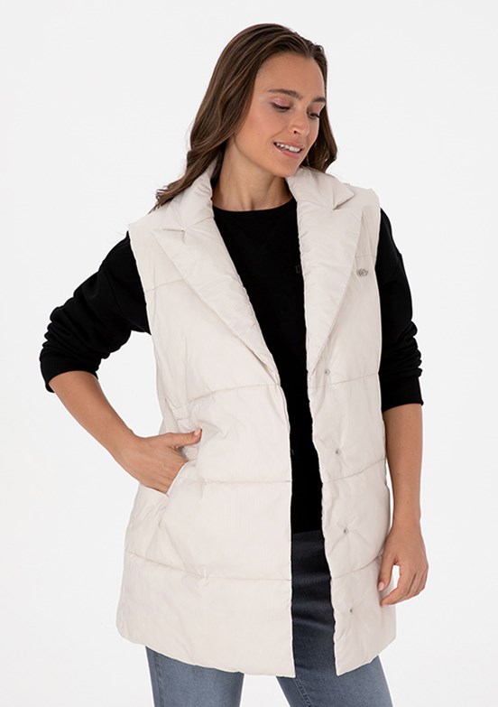 US POLO ASSN Bej Kadın Basic Yelek