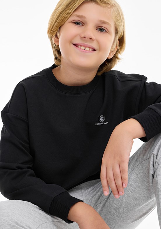 LUMBERJACK Siyah Erkek Çocuk Baskılı Sweatshirt