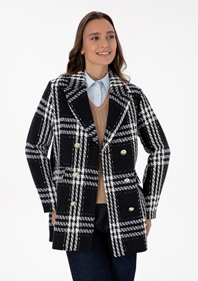US POLO ASSN Lacivert Kadın Kaşe Kaban