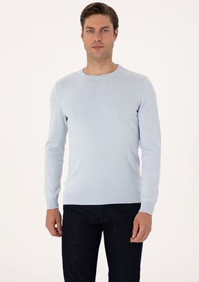 PİERRE CARDİN Erkek Mavi Basic Kazak