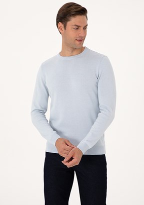 PİERRE CARDİN Erkek Mavi Basic Kazak