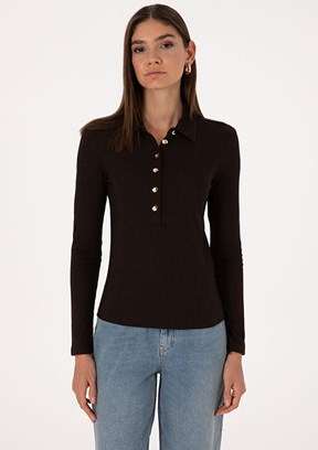 PİERRE CARDİN Kahverengi Kadın Örme Bluz