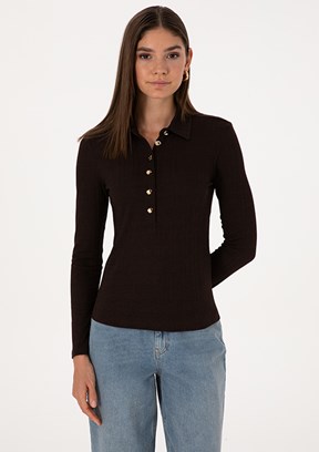 PİERRE CARDİN Kahverengi Kadın Örme Bluz