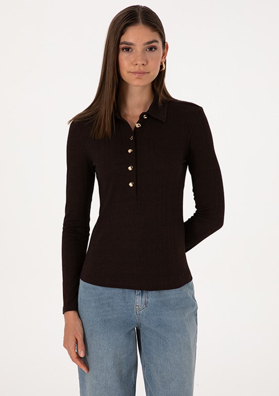 PİERRE CARDİN Kahverengi Kadın Örme Bluz