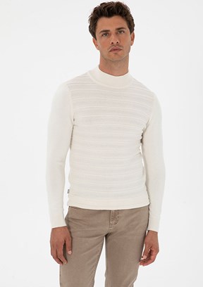 PİERRE CARDİN Beyaz Erkek Slim Kazak