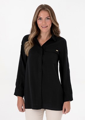 US POLO ASSN Siyah Kadın Regular Gömlek