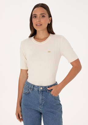 US POLO ASSN Beyaz Kadın Slim Kazak