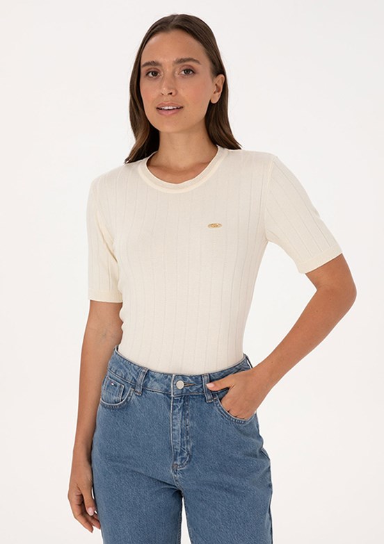 US POLO ASSN Beyaz Kadın Slim Kazak