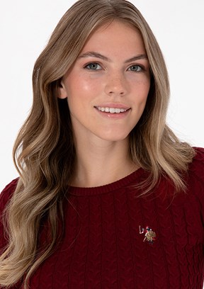 US POLO ASSN Bordo Kadın Slim Kazak