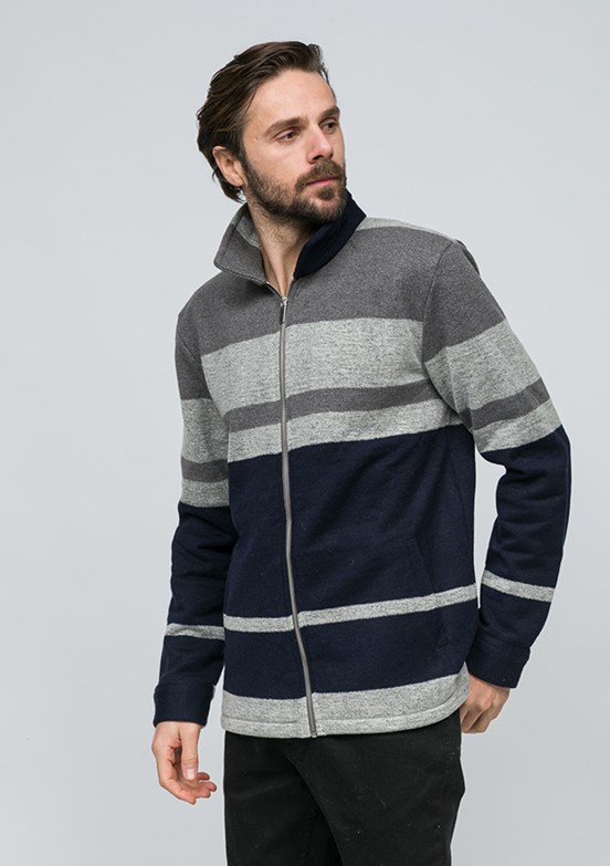 JOHNNY JOE Gri Erkek Fermuarlı Hırka