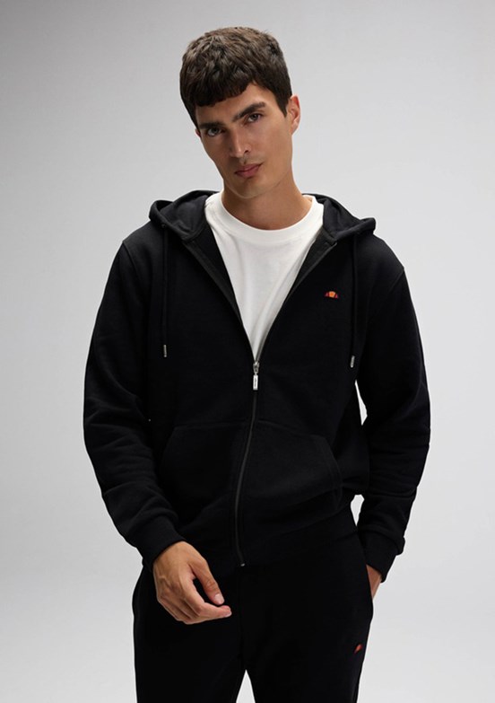 ELLESSE - EM581 Erkek Siyah Fermuarlı Kapşonlu Sweatshirt