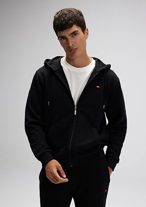 ELLESSE - EM581 Erkek Siyah Fermuarlı Kapşonlu Sweatshirt