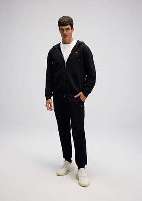 ELLESSE - EM581 Erkek Siyah Fermuarlı Kapşonlu Sweatshirt