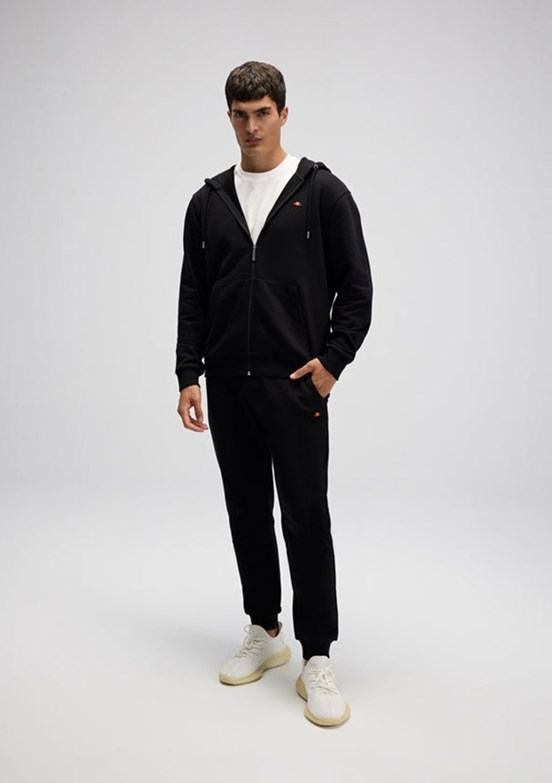 ELLESSE - EM581 Erkek Siyah Fermuarlı Kapşonlu Sweatshirt