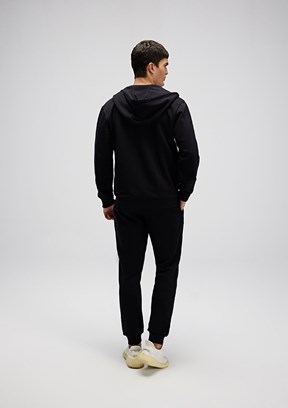 ELLESSE - EM581 Erkek Siyah Fermuarlı Kapşonlu Sweatshirt