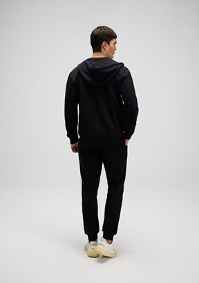 ELLESSE - EM581 Erkek Siyah Fermuarlı Kapşonlu Sweatshirt